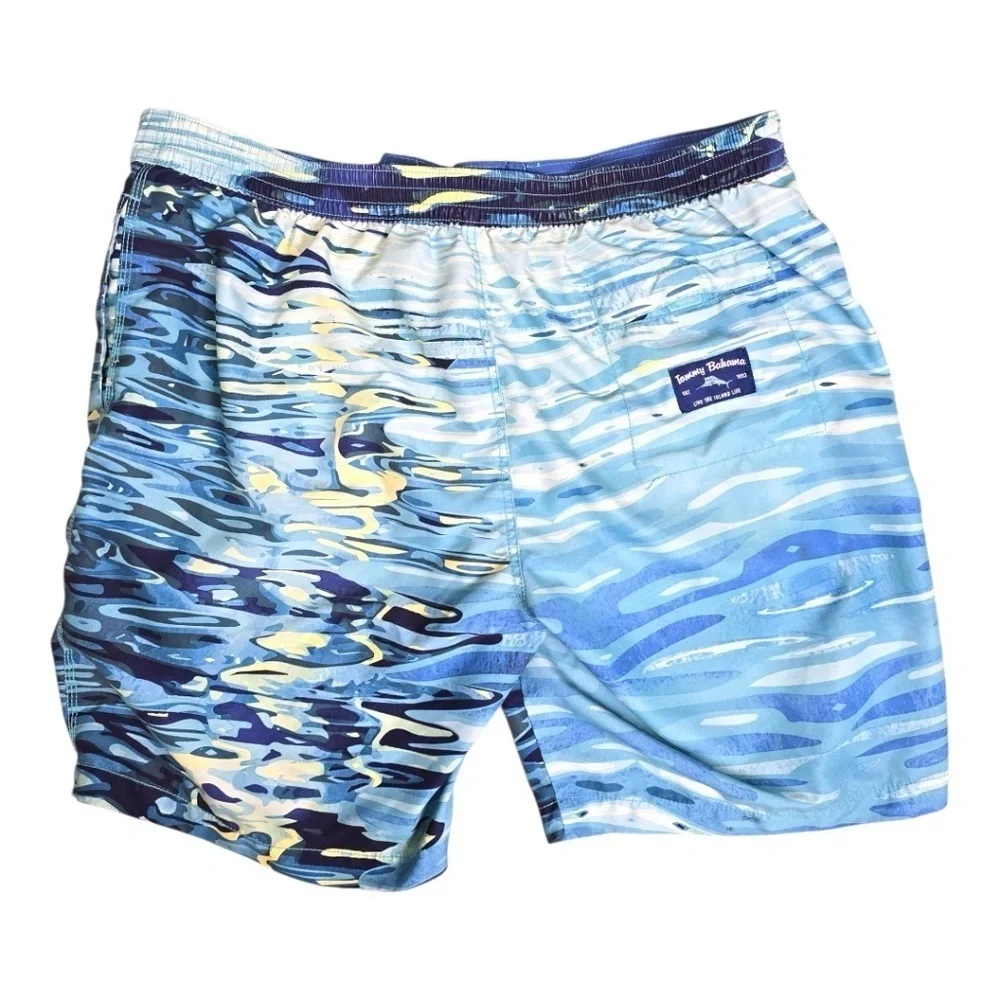 TOMMY BAHAMA- Mens XXL 9” Inseam Water Swim Zip Baja Ripple Effect- Brief Lined